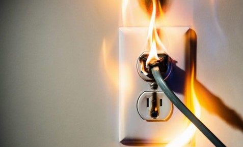 electrical outlet on fire