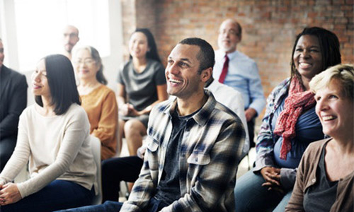 people seated for presentation