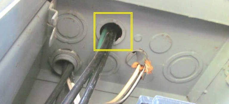 electrical wires exposed to sharp metal edges