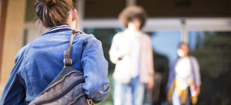 college students walking