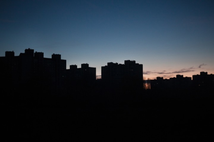 A city darkened by a power outage.